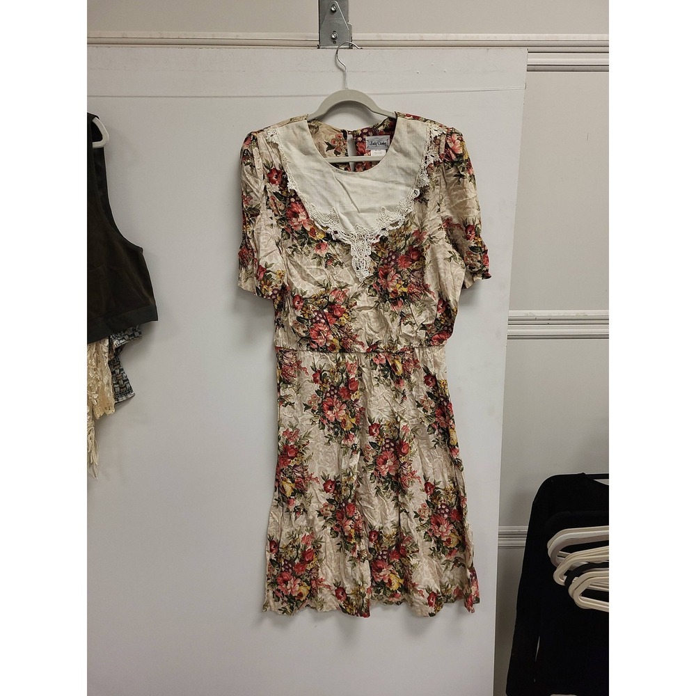 Lady Dorby Dress‎ 20W Plus Floral Cottagecore Short Sleeve Womens Ruffle Trim